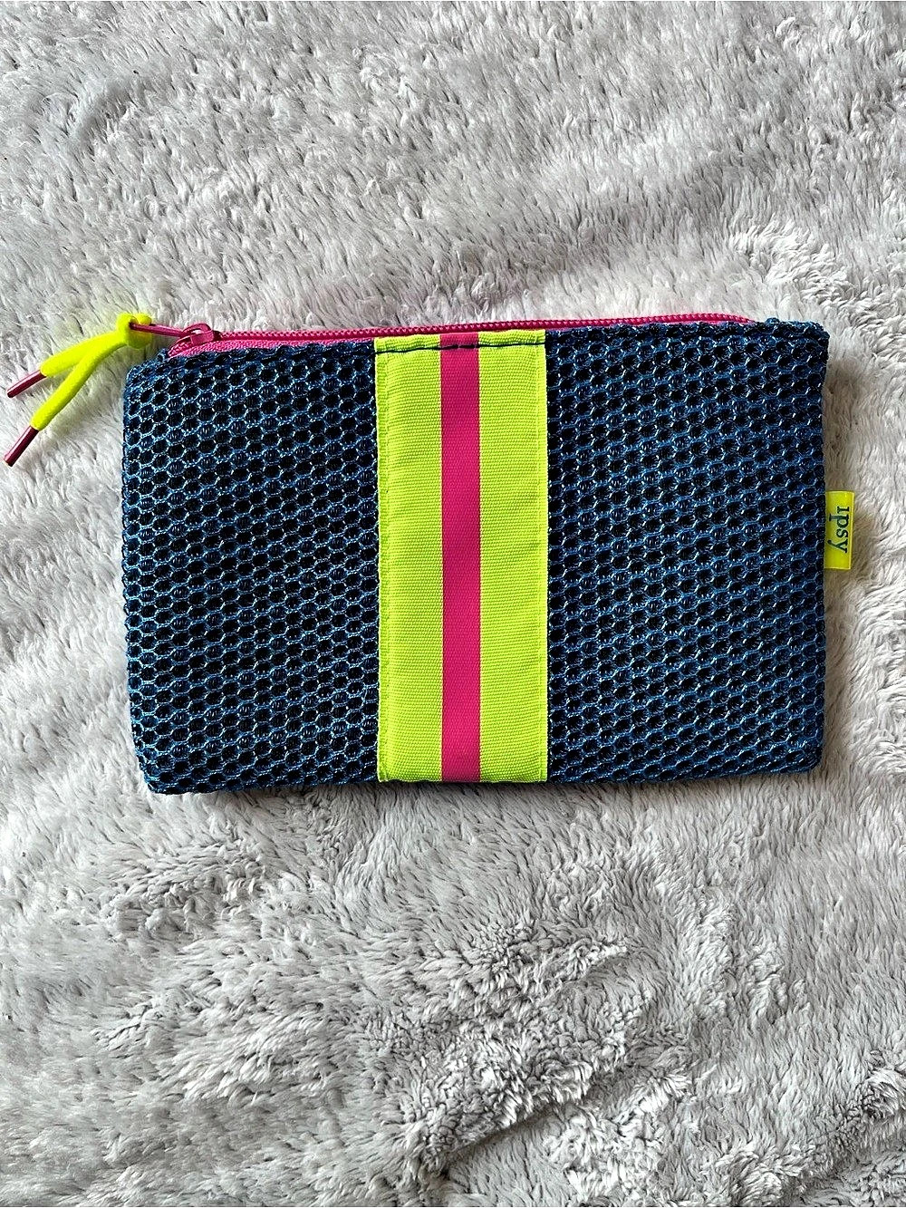 Ipsy Color Block Neon Cosmetic Pouch Like New